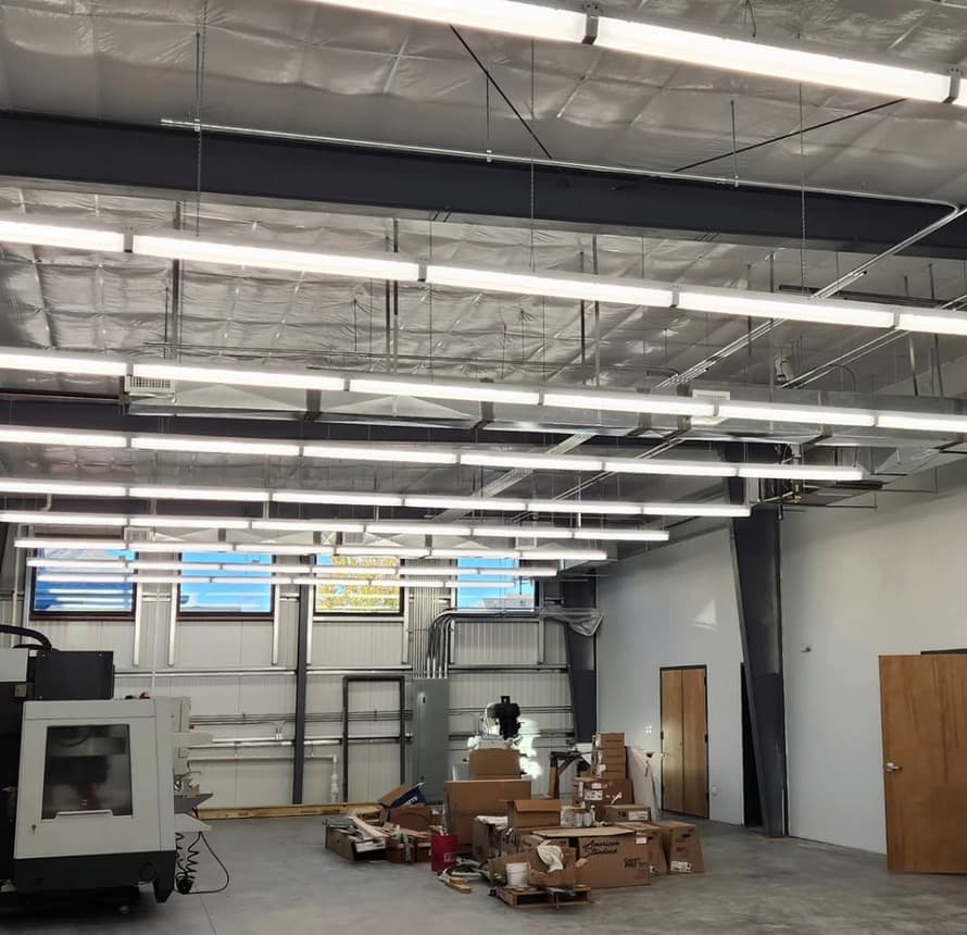 Warehouse high-bay lighting install